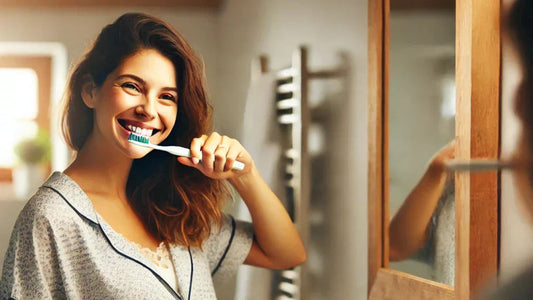 Pregnant woman brushing her teeth wondering if fluoride is safe. 