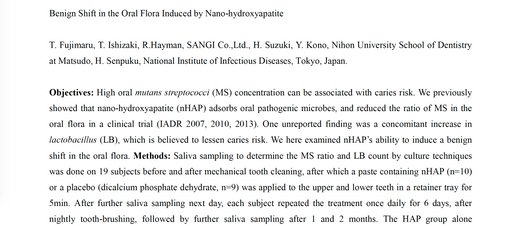 Scientific Article Review: Benign Shift in the Oral Flora Induced by Nano-hydroxyapatite