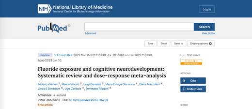 Scientific Article Review: Fluoride Exposure and Cognitive Neurodevelopment