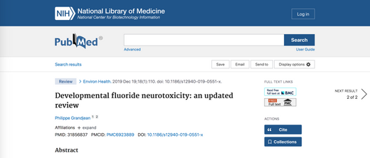 Scientific Article Review: Developmental Fluoride Neurotoxicity: An Updated Review